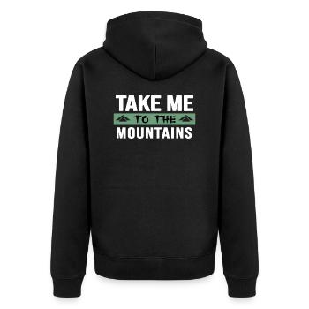 Bergwandern alpin Bergtour Bergsteiger Gipfel - Unisex Premium Bio Zip Hoodie - Schwarz - Hinten - Nico (187cm)