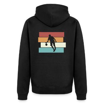 Handball Vintage Handballer Sport - Unisex Premium Bio Zip Hoodie - Schwarz - Hinten - Nico (187cm)