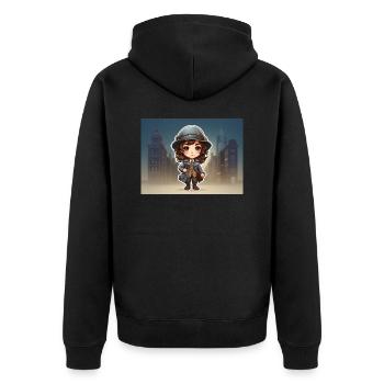 Mädchen mit Hut - Unisex Premium Bio Zip Hoodie - Schwarz - Hinten - Nico (187cm)