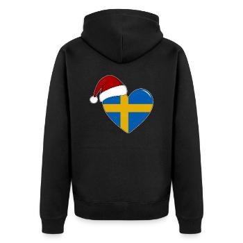 Schweden Flagge Weihnachten Herz - Unisex Premium Bio Zip Hoodie - Schwarz - Hinten - Nico (187cm)