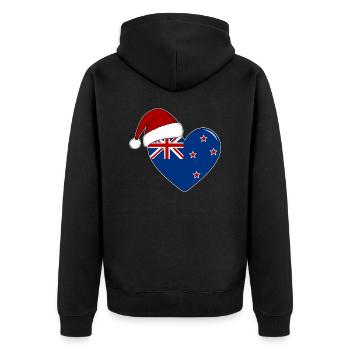 Coeur de Noël drapeau Nouvelle-Zélande - Veste à capuche bio Premium Unisexe - noir - Dos - Nico (187cm)