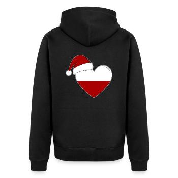 Drapeau de Pologne coeur de Noël - Veste à capuche bio Premium Unisexe - noir - Dos - Nico (187cm)