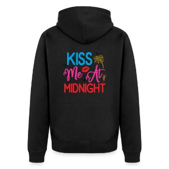 Kiss Me At Midnight - Unisex Premium Bio Zip Hoodie - Schwarz - Hinten - Nico (187cm)