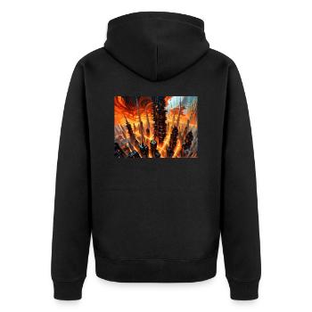 Zorn der Natur #2 - Unisex Premium Bio Zip Hoodie - Schwarz - Hinten - Nico (187cm)