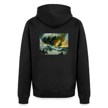 Zorn der Natur #5 - Unisex Premium Bio Zip Hoodie - Schwarz - Hinten - Nico (187cm)