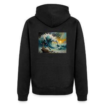 Zorn der Natur #10 - Unisex Premium Bio Zip Hoodie - Schwarz - Hinten - Nico (187cm)