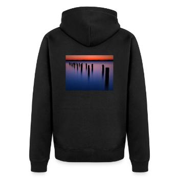 Evening atmosphere at Lake Starnberg - Unisex Premium Organic Zip Hoodie - black - Back - Nico (187cm)