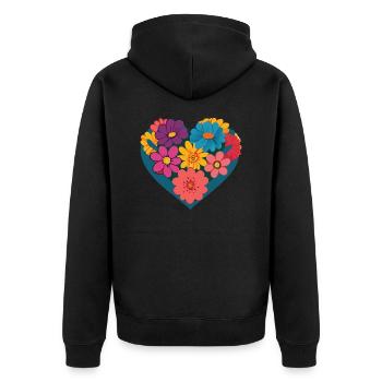 Amour - Fleurs - Cœur - Veste à capuche bio Premium Unisexe - noir - Dos - Nico (187cm)