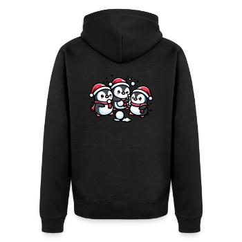 Adorable mignon pingouin père Noël chapeau boule de neige d’hiver fi - Veste à capuche bio Premium Unisexe - noir - Dos - Nico (187cm)