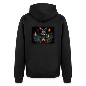 Wütendes Kaninchen - Unisex Premium Bio Zip Hoodie - Schwarz - Hinten - Nico (187cm)