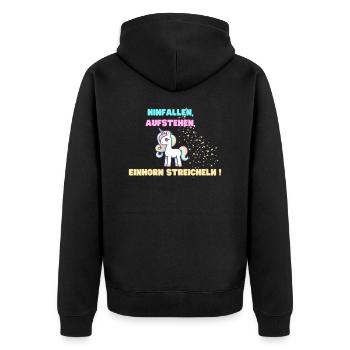 Einhorn - Unisex Premium Bio Zip Hoodie - Schwarz - Hinten - Nico (187cm)