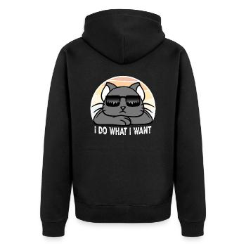 I Do What I Want Cool Cat - Unisex Premium Organic Zip Hoodie - black - Back - Nico (187cm)