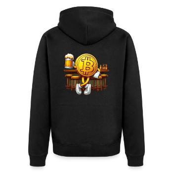 Entspannen Sie sich mit Krypto! 🍺 Entspannendes Bitcoin-Bier - Unisex Premium Bio Zip Hoodie - Schwarz - Hinten - Nico (187cm)