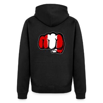 Pérou drapeau poing main - Veste à capuche bio Premium Unisexe - noir - Dos - Nico (187cm)