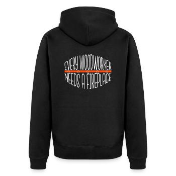 apprentice carpenter funny tshirts - Unisex Premium Bio Zip Hoodie - Schwarz - Hinten - Nico (187cm)