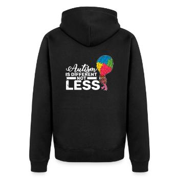 Autism is different not less Autist puzzle piece - Unisex Premium Organic Zip Hoodie - black - Back - Nico (187cm)