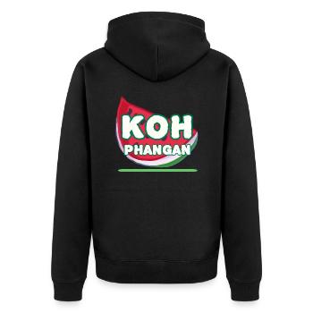 Koh Phangan Sommer - Unisex Premium Bio Zip Hoodie - Schwarz - Hinten - Nico (187cm)
