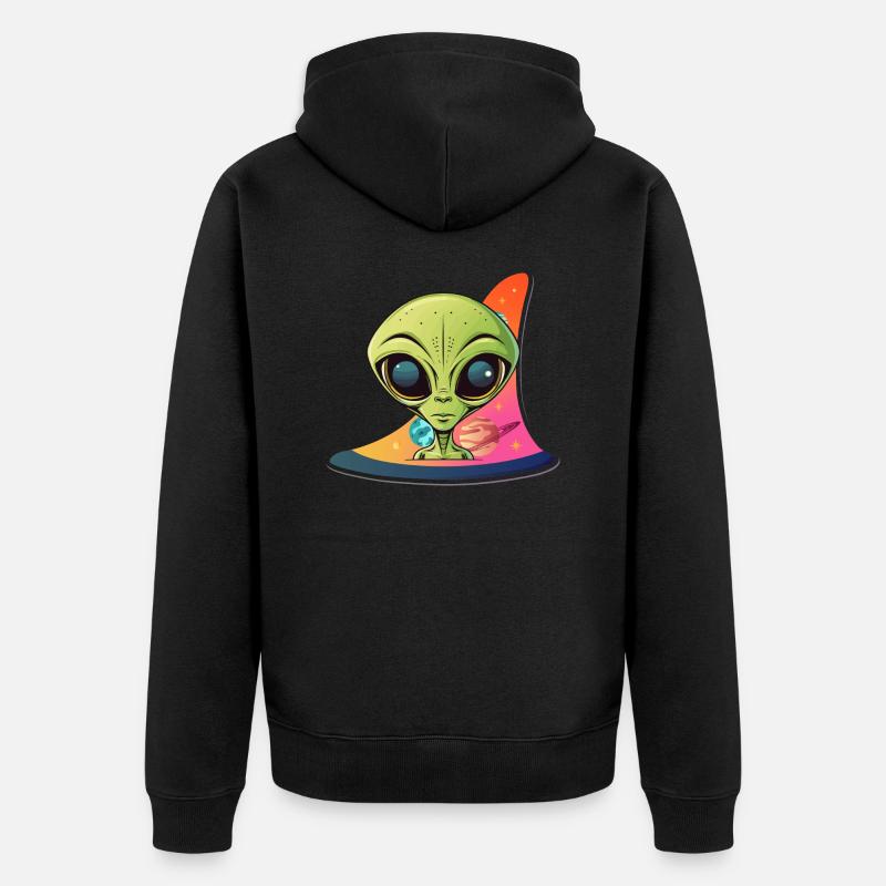 Alien devant l’univers - Veste à capuche bio Premium Unisexe - noir