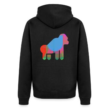 Gorilla - Unisex Premium Bio Zip Hoodie - Schwarz - Hinten - Nico (187cm)