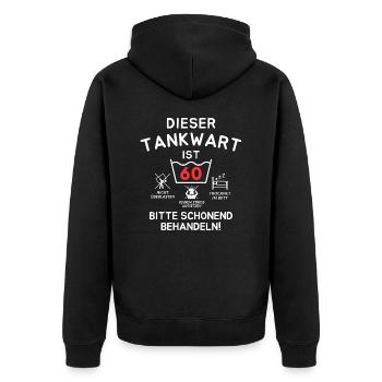 This gas station attendant is 60. - Unisex Premium Organic Zip Hoodie - black - Back - Nico (187cm)