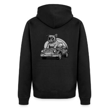 Dog Bulldog Animals Puppy Cute Dog Watercolor Art - Unisex Premium Organic Zip Hoodie - black - Back - Nico (187cm)