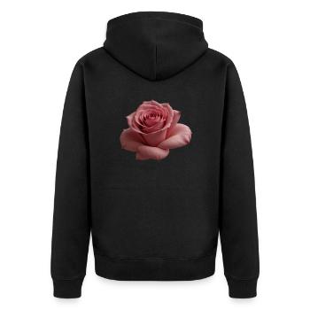 Rose groß - Unisex Premium Bio Zip Hoodie - Schwarz - Hinten - Nico (187cm)
