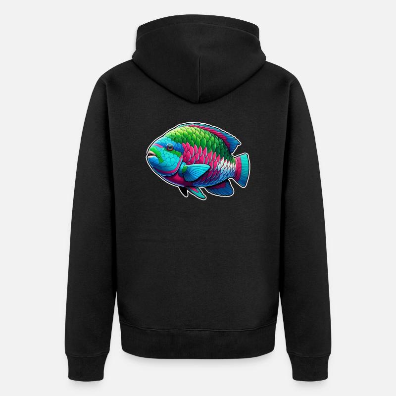 Poisson-perroquet Poisson perroquet mignon - Veste à capuche bio Premium Unisexe - noir