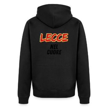 Lecce Jaune Rouge dans le Cœur - Veste à capuche bio Premium Unisexe - noir - Dos - Nico (187cm)