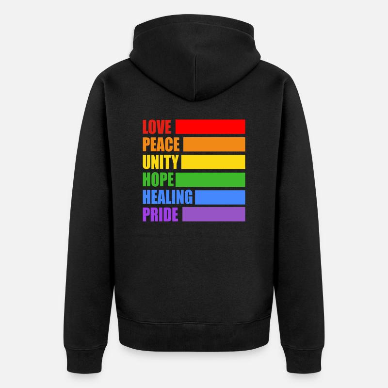 LGBTQ-Pride-Werte - Unisex Premium Bio Zip Hoodie - Schwarz