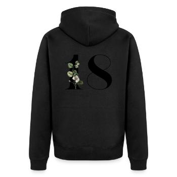 Numéro 18 floral vert -18e anniversaire floral - Veste à capuche bio Premium Unisexe - noir - Dos - Nico (187cm)