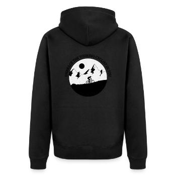Embrace the Touring Cyclist in You - Unisex Premium Bio Zip Hoodie - Schwarz - Hinten - Nico (187cm)
