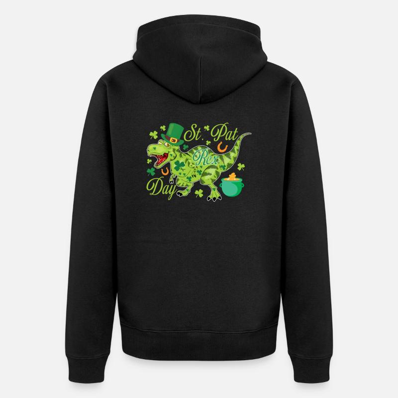 St. Patrick's Day T-Rex - Unisex Premium Bio Zip Hoodie - Schwarz