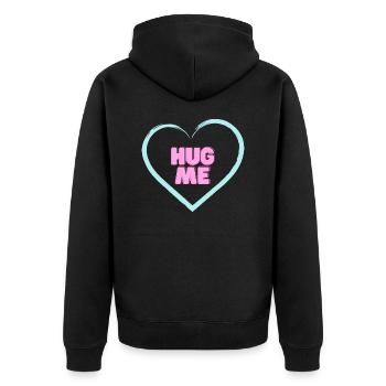 HUG ME - Unisex Premium Bio Zip Hoodie - Schwarz - Hinten - Nico (187cm)