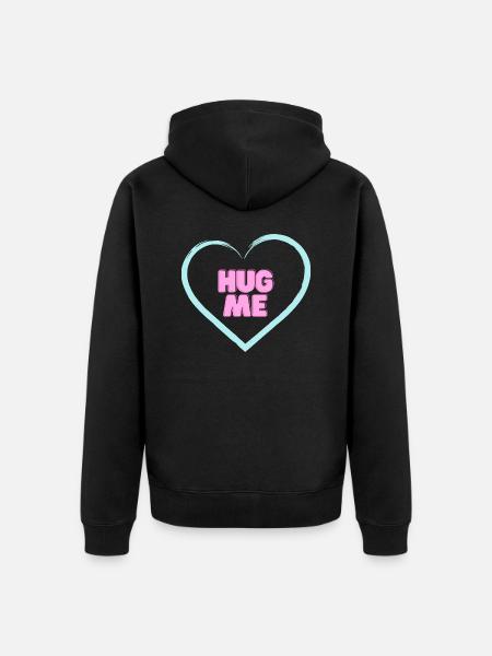 HUG ME - Unisex Premium Bio Zip Hoodie - Schwarz