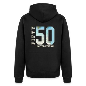 50th Birthday Fifty 50 years old - Unisex Premium Organic Zip Hoodie - black - Back - Nico (187cm)