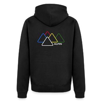 mountaineering sherpa alpine ferrata mountain summit - Unisex Premium Organic Zip Hoodie - black - Back - Nico (187cm)