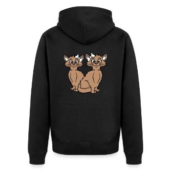 2 Katzen Mädchen Frauen Freundinnen Schleife Team - Unisex Premium Bio Zip Hoodie - Schwarz - Hinten - Nico (187cm)