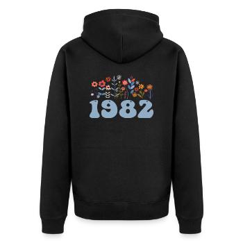 1982 Blumenmuster 1982 Blumen-thema Blumen 1982 - Unisex Premium Bio Zip Hoodie - Schwarz - Hinten - Nico (187cm)