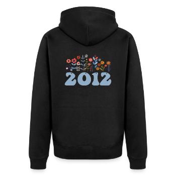 2012 Blumenmuster 2012 Blumen-thema Blumen 2012 - Unisex Premium Bio Zip Hoodie - Schwarz - Hinten - Nico (187cm)