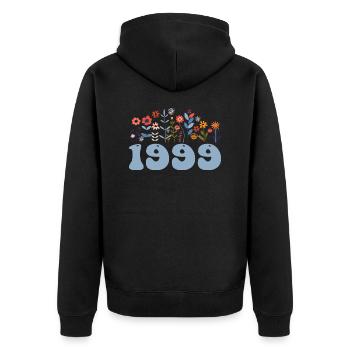 1999 Blumenmuster 1999 Blumen-thema Blumen 1999 - Unisex Premium Bio Zip Hoodie - Schwarz - Hinten - Nico (187cm)