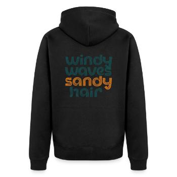 windy waves - Unisex Premium Bio Zip Hoodie - Schwarz - Hinten - Nico (187cm)