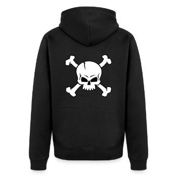 CROSSED SKULL - 2C (W) - Unisex Premium Organic Zip Hoodie - black - Back - Nico (187cm)