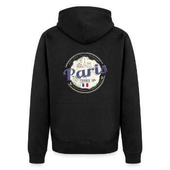 Paris France Tour Eiffel Vintage Souvenir - Veste à capuche bio Premium Unisexe - noir - Dos - Nico (187cm)