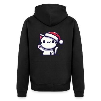 Chat au chapeau de Père Noël - Veste à capuche bio Premium Unisexe - noir - Dos - Nico (187cm)