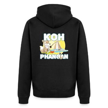 Segeln Angeln k8h phangan - Unisex Premium Bio Zip Hoodie - Schwarz - Hinten - Nico (187cm)
