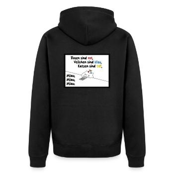 Rosen sind Rot, Veilchen sind blau, Katzen Lustig - Unisex Premium Bio Zip Hoodie - Schwarz - Hinten - Nico (187cm)