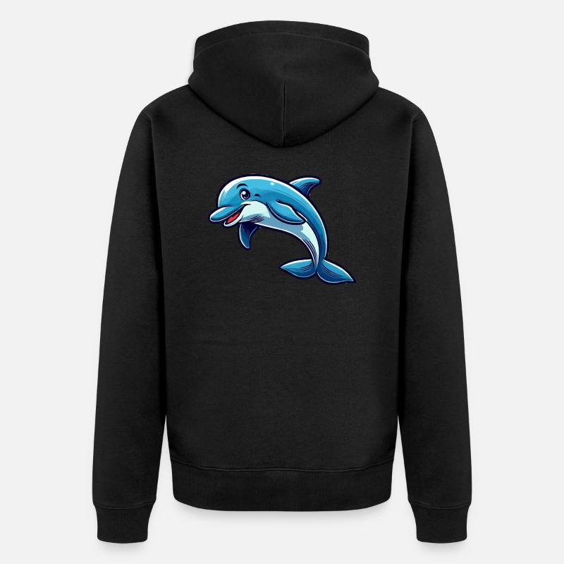 dolphin dolphin comic - Unisex Premium Organic Zip Hoodie - black
