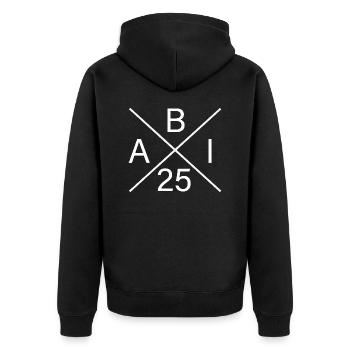 ABI 25 - Abitur 2025 - Geschenk zum Abitur - Unisex Premium Bio Zip Hoodie - Schwarz - Hinten - Nico (187cm)