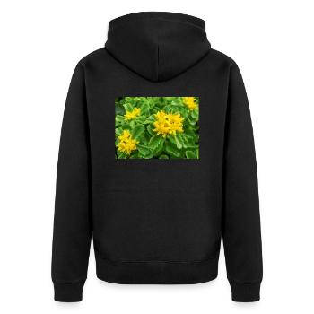 Fetthenne auch Sedum auch Orpine Ewige Fetthenne - Unisex Premium Bio Zip Hoodie - Schwarz - Hinten - Nico (187cm)