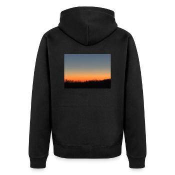 IMG 5264 - Unisex Premium Bio Zip Hoodie - Schwarz - Hinten - Nico (187cm)